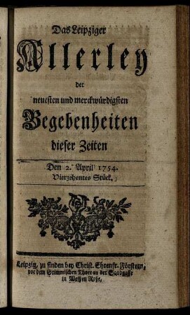 Den 2. April. 1754. Vierzehentes Stück.