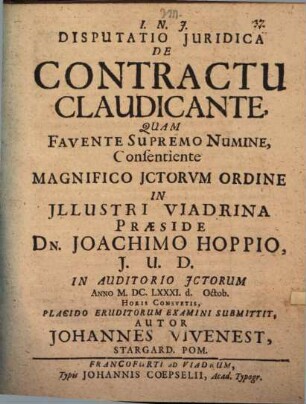 Disp. iur. de contractu claudicante