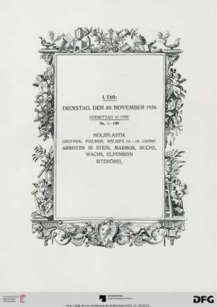 I. Tag: Dienstag, den 30. November 1926, Vormittag 10 Uhr (Nr. 1-180)