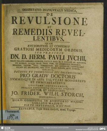 Dissertatio Inauguralis Medica, De Revulsione Et Remediis Revellentibus