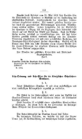 Lehr-Ordnung und Lehr-Plan für die Königlichen Schullehrer-Seminare