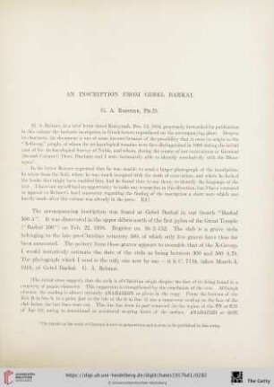 An Inscription from Gebel Barkal