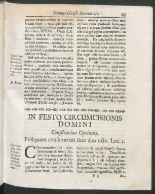 In Festo Circumcisionis Domini