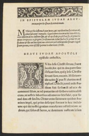 In Epistolam Iudae Argumentum per Erasmum Roterodamum.