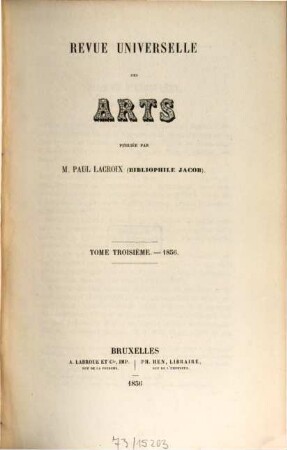 Revue universelle des arts. 3. 1856