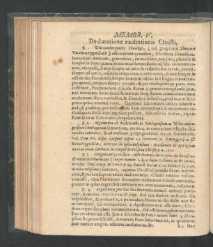 Membr. V. De duratione exaltationis Christi.