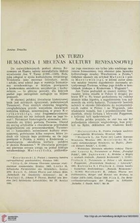 2: Jan Turzo : humanista i mecenas kultury renesansowej