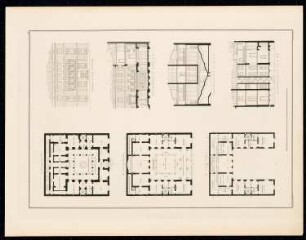 Städtisches Wohnhaus, Berlin: Grundrisse, Querschnitte (aus: Sammlung Architektonischer Entwürfe, Berlin 1858)