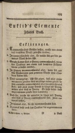 Euklid´s Elemente. Zehntes Buch