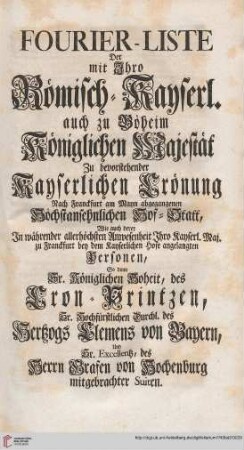 Titelblatt [Fourier-Liste]
