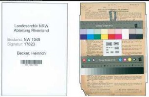 Entnazifizierung Heinrich Becker , geb. 19.04.1889 (Postbeamter)