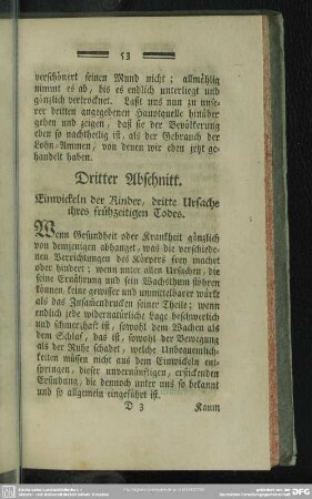Dritter Abschnitt. Einwickeln der Kinder, dritte Ursache ihres frühzeitigen Todes