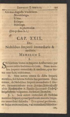 Cap. XXIX. De Nobilibus Imperii immediatis & mediatis.