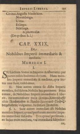 Cap. XXIX. De Nobilibus Imperii immediatis & mediatis.
