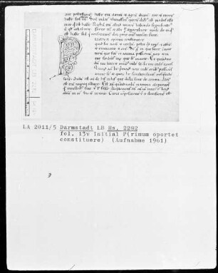 Boethius (Logica vetus) — Initiale P(rimum oportet constituere), Folio 13verso