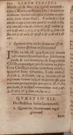 Qvaestio XIX. De effectibus huius sacramenti.