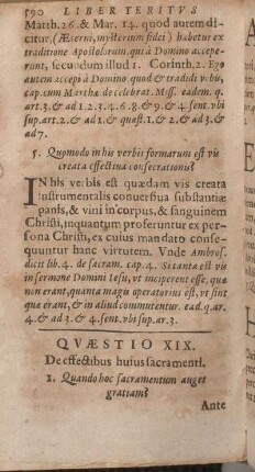 Qvaestio XIX. De effectibus huius sacramenti.