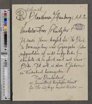 Brief an Arthur Schnitzler