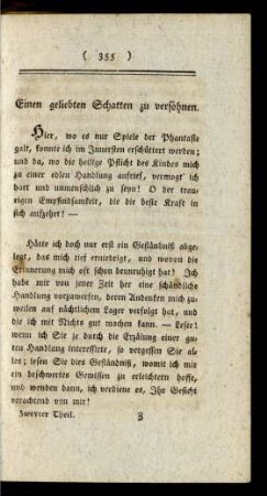 Einen geliebten Schatten zu versöhnen