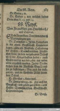 88. Reys. Von Franckfurt gen Onoltzbach, und Bayreut