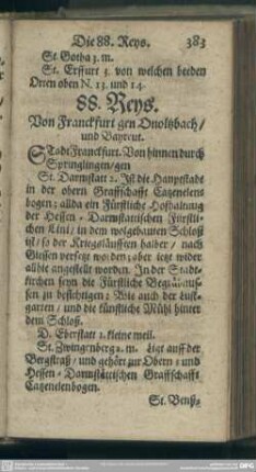 88. Reys. Von Franckfurt gen Onoltzbach, und Bayreut