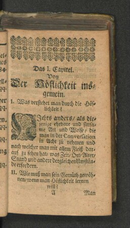 Das I. Capitel. Von Der Höflichkeit insgemein.