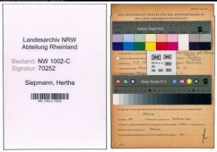 Entnazifizierung Hertha Siepmann, geb. 04.09.1910 (Fabrikantin)