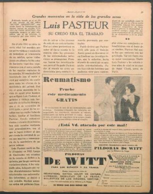 Luis Pasteur, su credo era el trabajo : Grandes momentos en la vida de los grandes seres