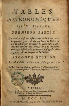 Tables astronomiques, 1