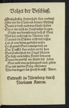 Volget der Beschluß.