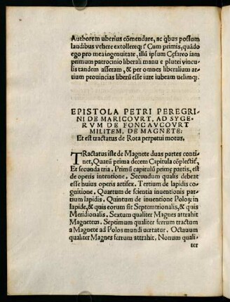 b3v-d3r, Epistika Petri Peregrini de Maricourt, ad Sygerum...
