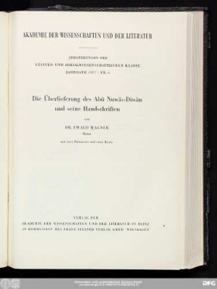 Die Überlieferung des Abū Nuwās-Dīwān und seine Handschriften