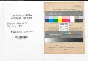 Entnazifizierung Edmund Sosnowski , geb. 29.09.1914 (Bahnbeamter)
