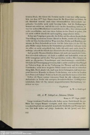 August Wilhelm von Schlegel an Johannes Schulze, Bonn, 05.09.1827