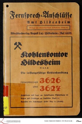 [Beilage:] Fernsprech-Anschlüsse Amt Hildesheim