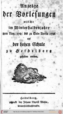 Wintersemester 1785/1786