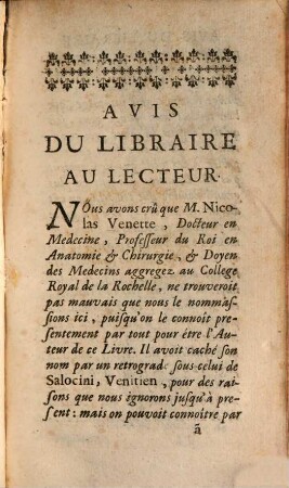 De la Generation de l'homme ..., 1