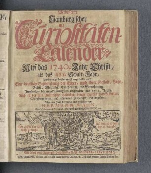1740: Verbesserter hamburgischer Curiositäten-Calender