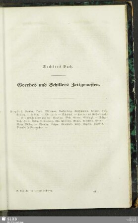 Sechstes Buch. Goethes und Schillers Zeitgenossen