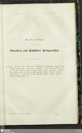 Sechstes Buch. Goethes und Schillers Zeitgenossen