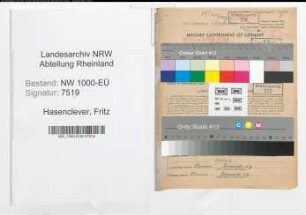 Entnazifizierung Fritz Hasenclever, geb. 14.12.1896 (Reporter)