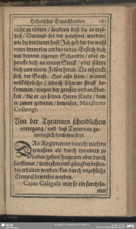 Von der Tyrannen schedlichem untergang, und daß Tyrannen gemeiniglich furchtsam seyn