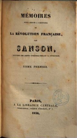 Mémoires pour servir à l'histoire de la révolution française. 1