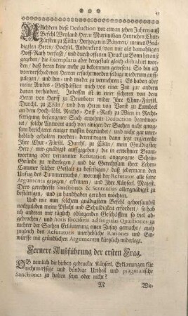 Fernere Außführung der ersten Frag.