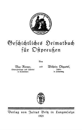 Geschichtliches Heimatbuch für Ostpreußen