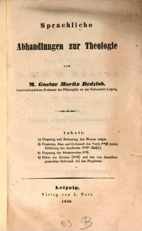 Sprachliche Abhandlungen zur Theologie