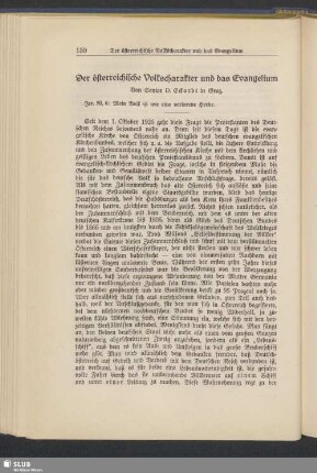 Der österreichische Volkscharakter und Evangelium