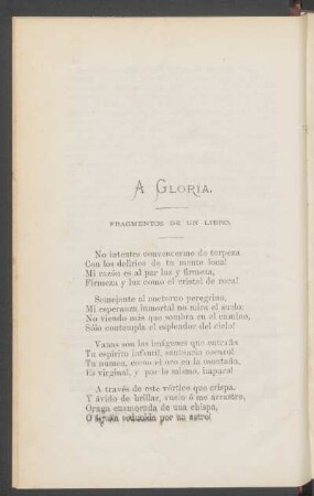 A Gloria. : Fragmentos de un libro.