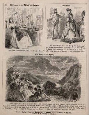 "Wellington in der Schlacht bei Waterloo" "Zur Mode" "Bei Sonnenuntergang"