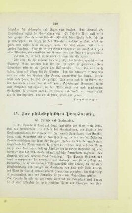IV. Zur philosophischen Propädeutik